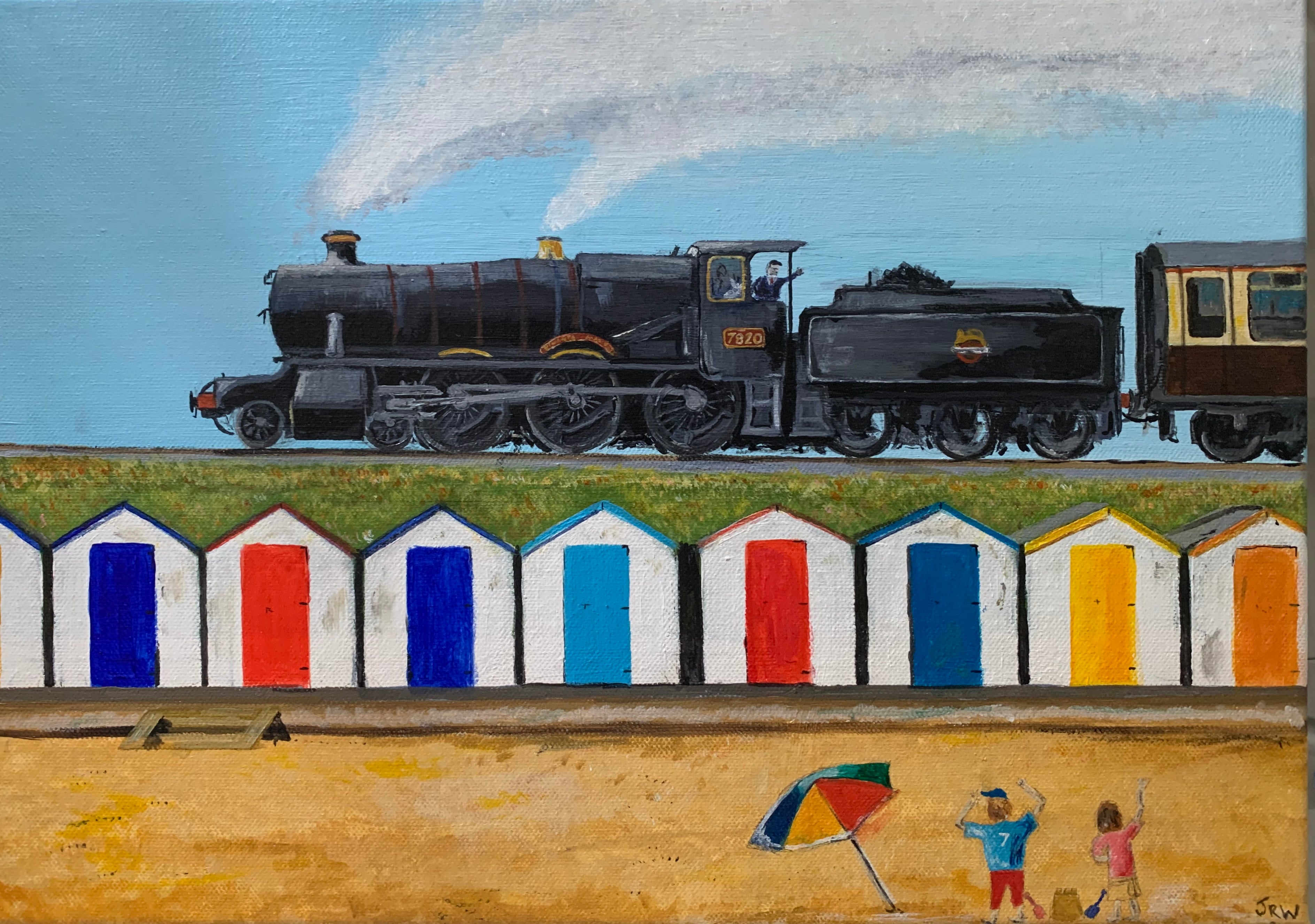 Original Painting - 7820 Dinmore Manor Paignton Beach Huts