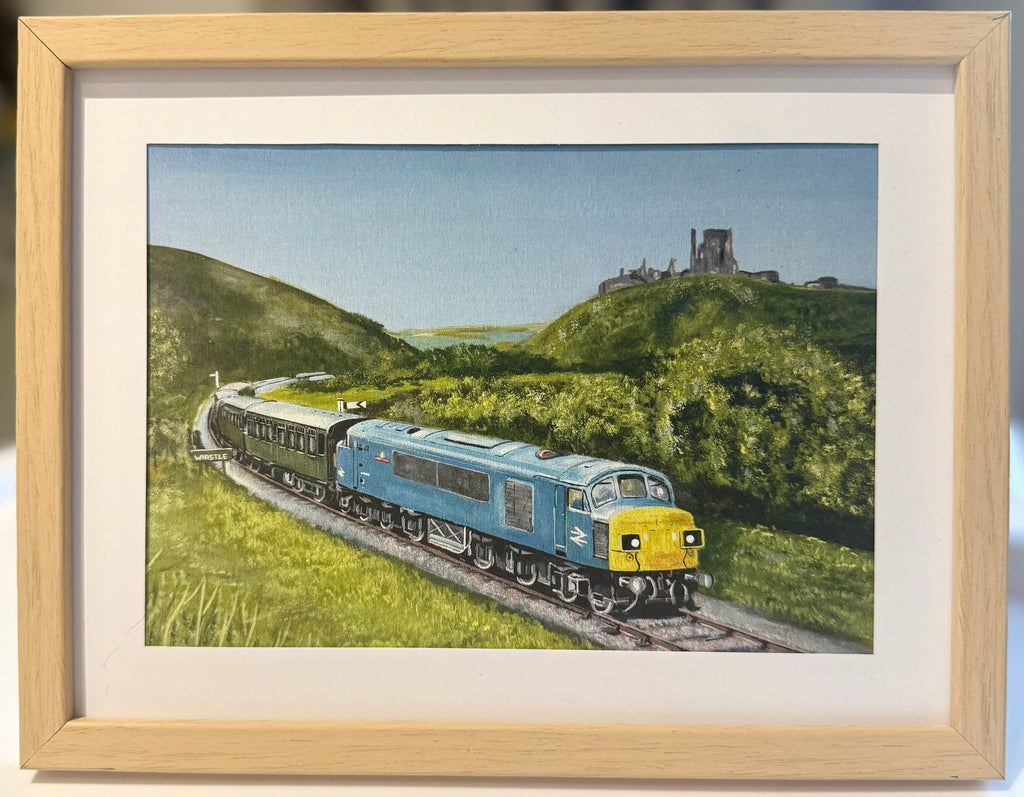 Framed Postcard - Class 45 Sherwood Forester - Corfe Castle