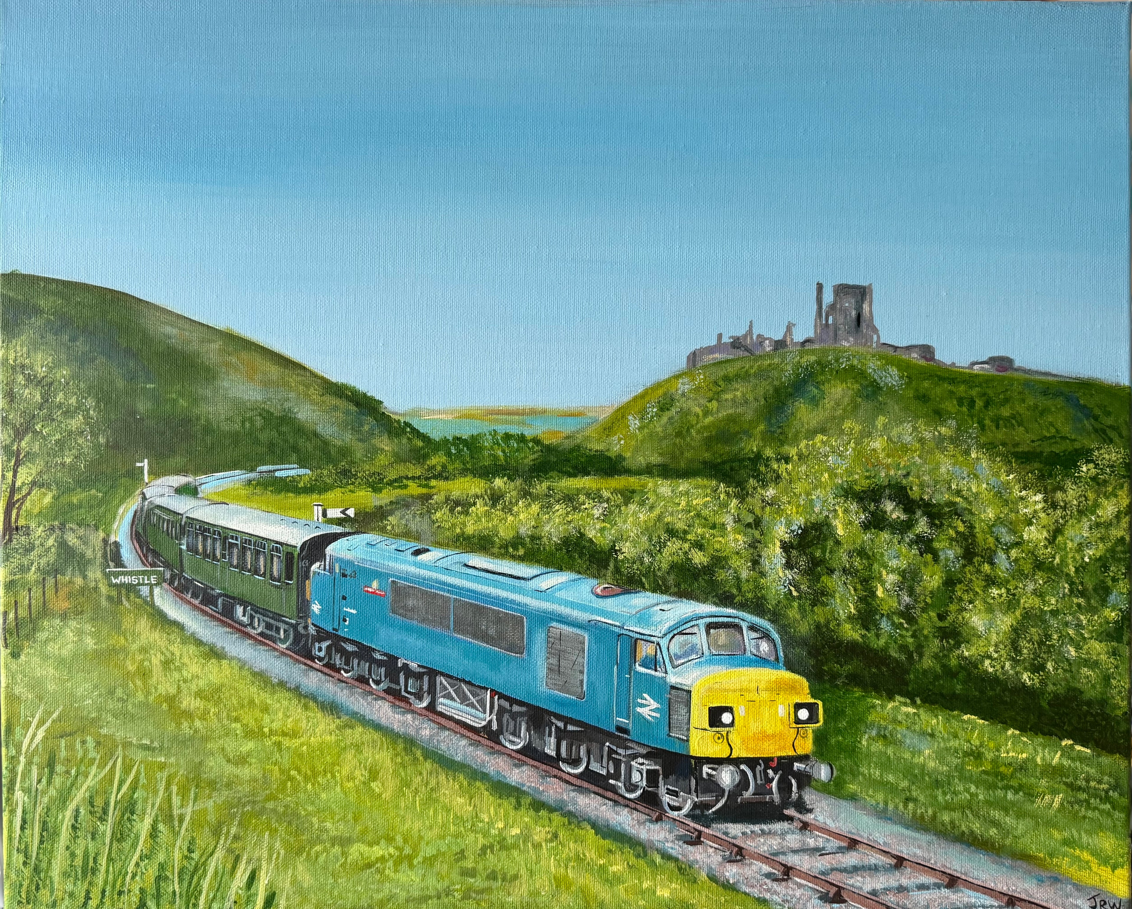 Framed Postcard - Class 45 Sherwood Forester - Corfe Castle