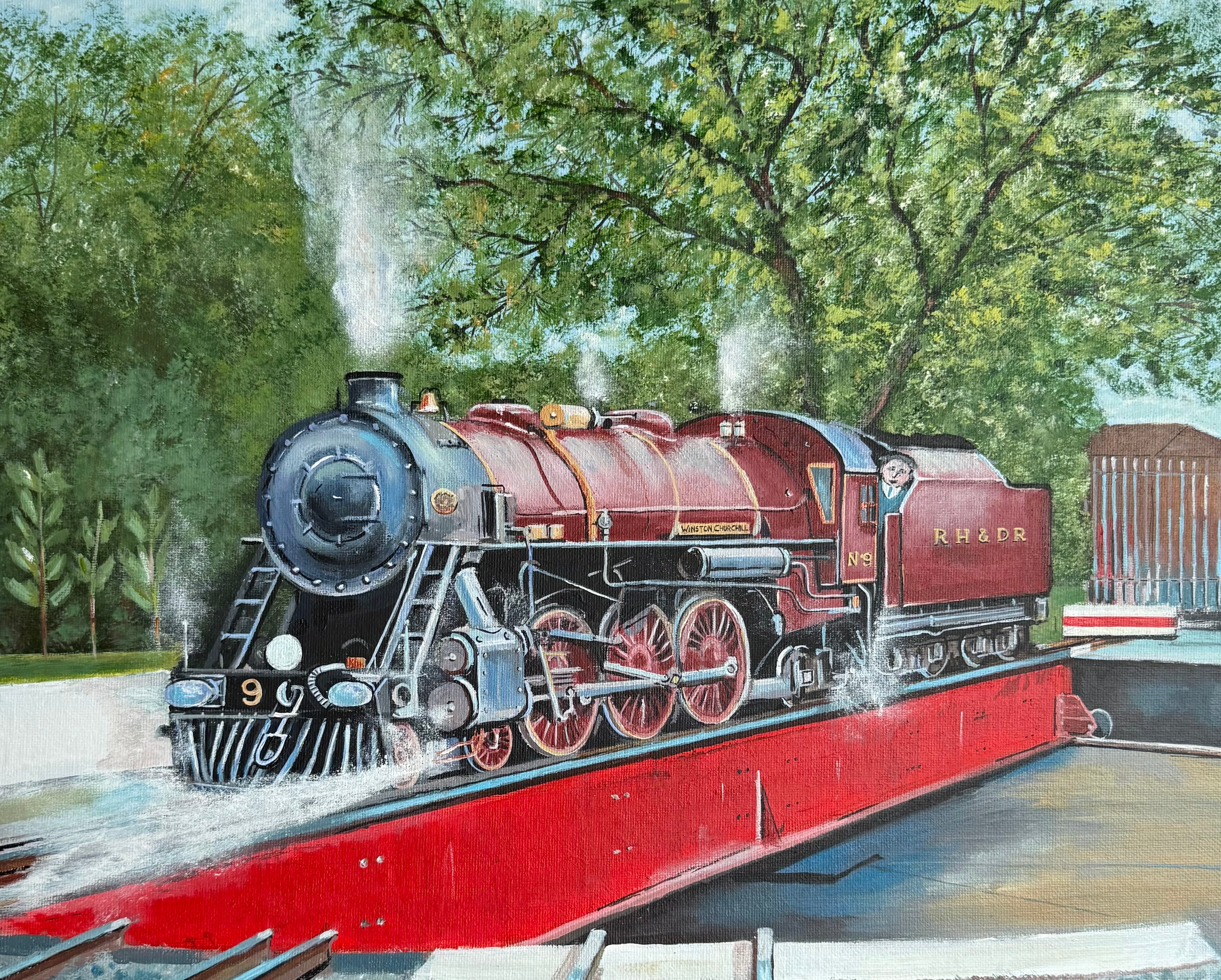 Romney Hythe & Dymchurch Railway - Winston Churchill - Original Framed Painting