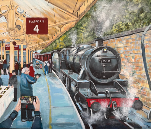 LMS Stanier Mogul 13268 at Bury Bolton Street East Lancashire Railway ELR steam engine greetings card 